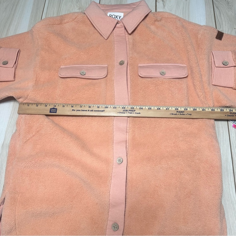 Roxy Women’s Sherpa Shacket Button Front Cozy Pockets Size Medium Coral New - Picture 8 of 13